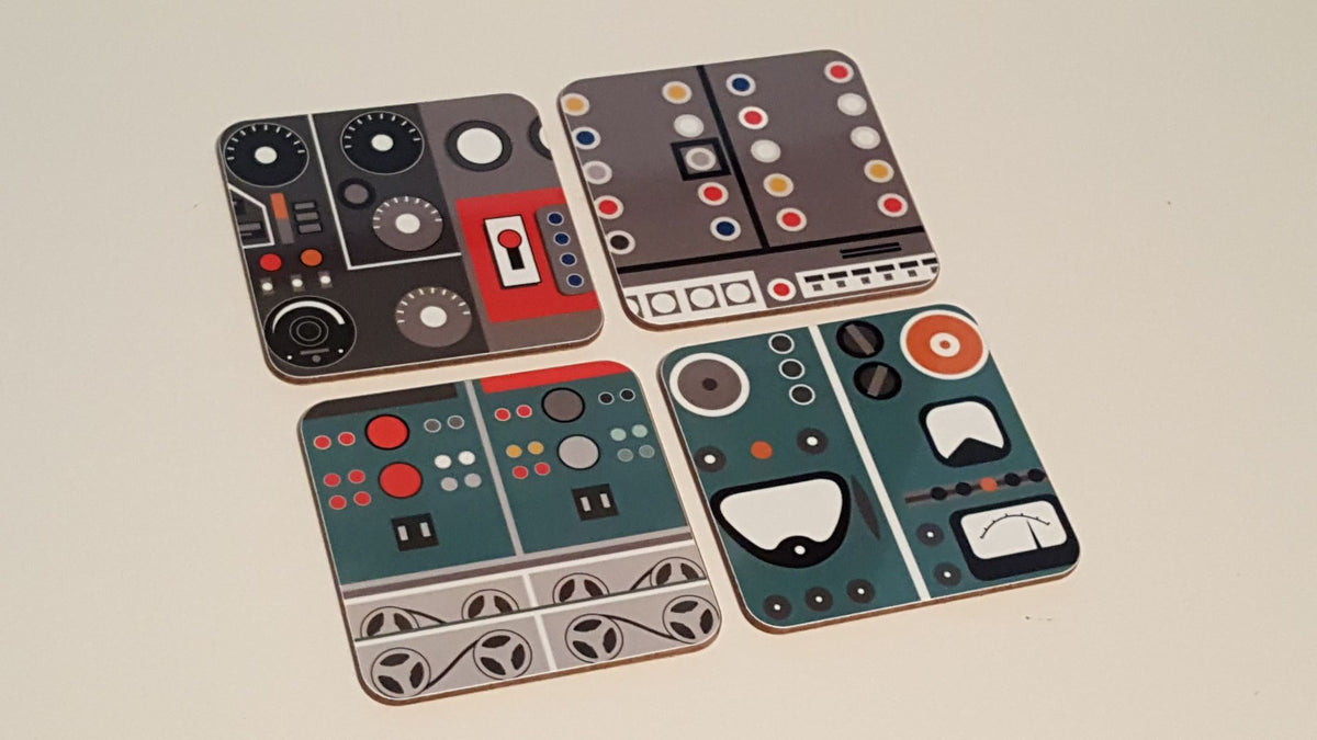 Gerry Anderson Control Panels Coaster Set by Gail Myerscough (Limited Edition) - The Gerry Anderson Store